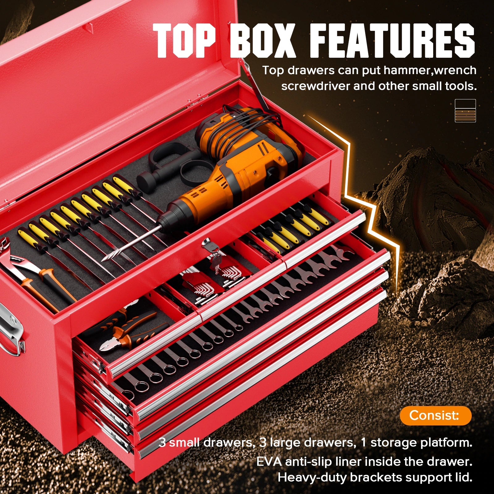 8-Drawer 2 in 1 Rolling Tool Chest Cabinet Garage Storage Toolbox with Detachable Top Tool Box and Universal Lockable Wheels