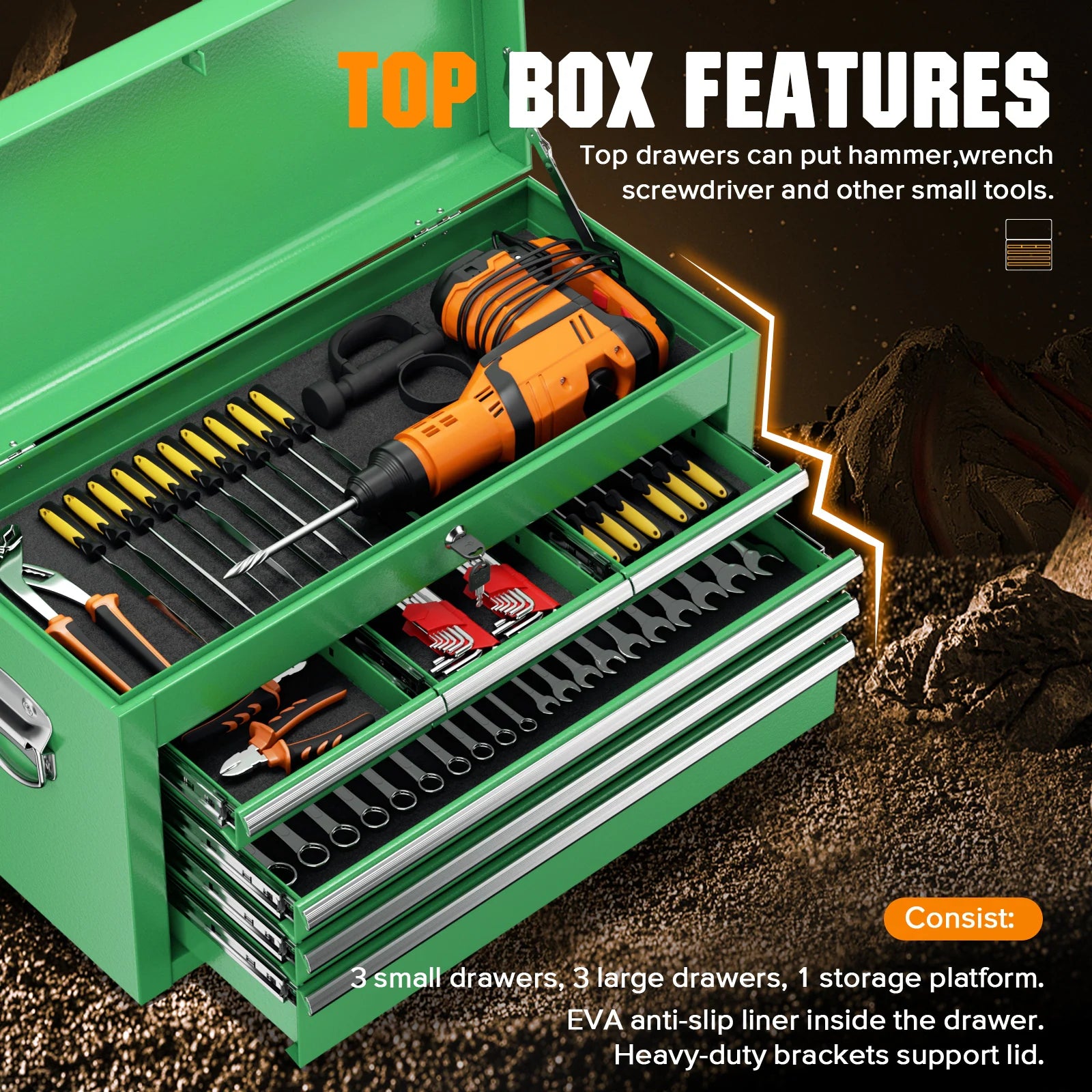 8-Drawer 2 in 1 Rolling Tool Chest Cabinet Garage Storage Toolbox with Detachable Top Tool Box and Universal Lockable Wheels