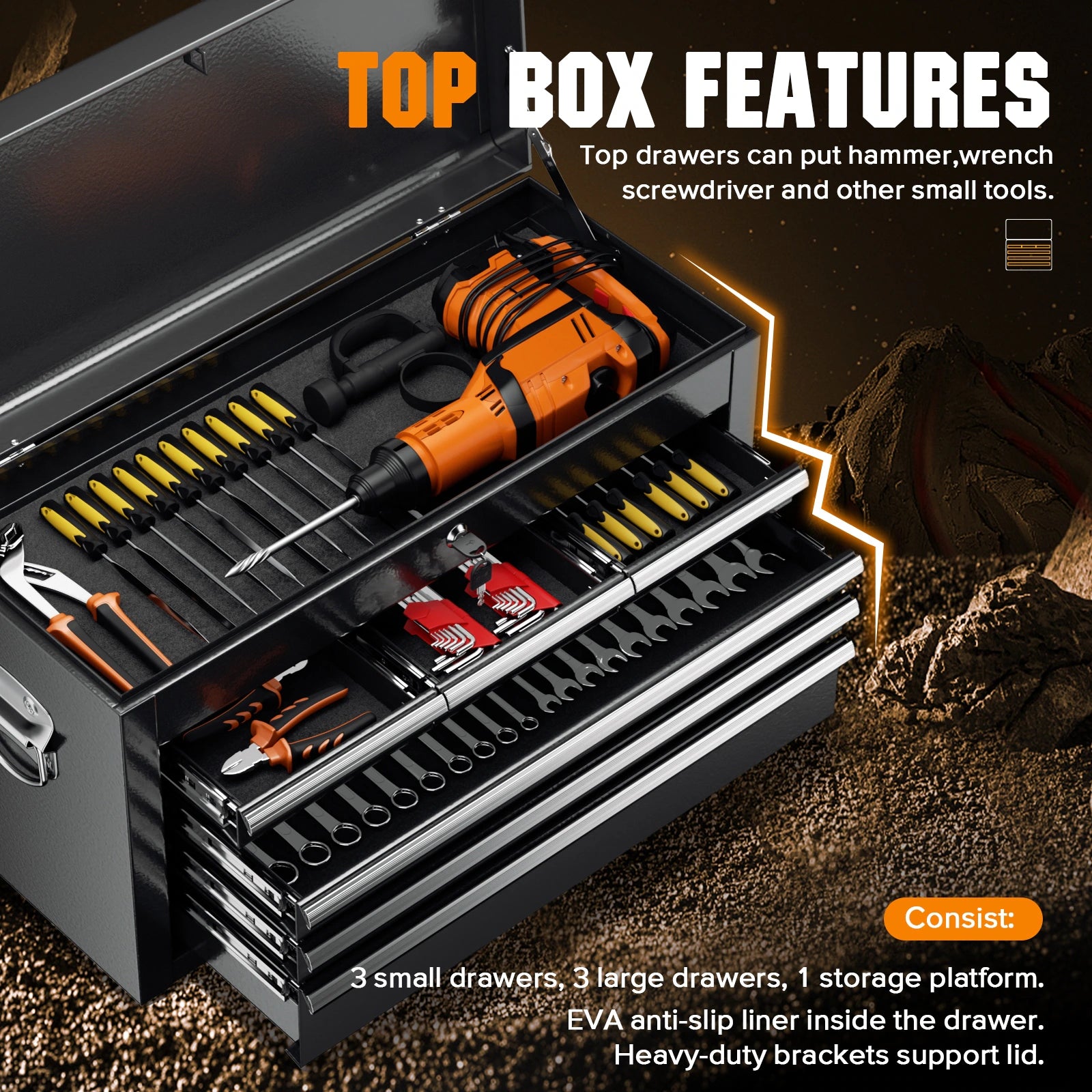 8-Drawer 2 in 1 Rolling Tool Chest Cabinet Garage Storage Toolbox with Detachable Top Tool Box and Universal Lockable Wheels