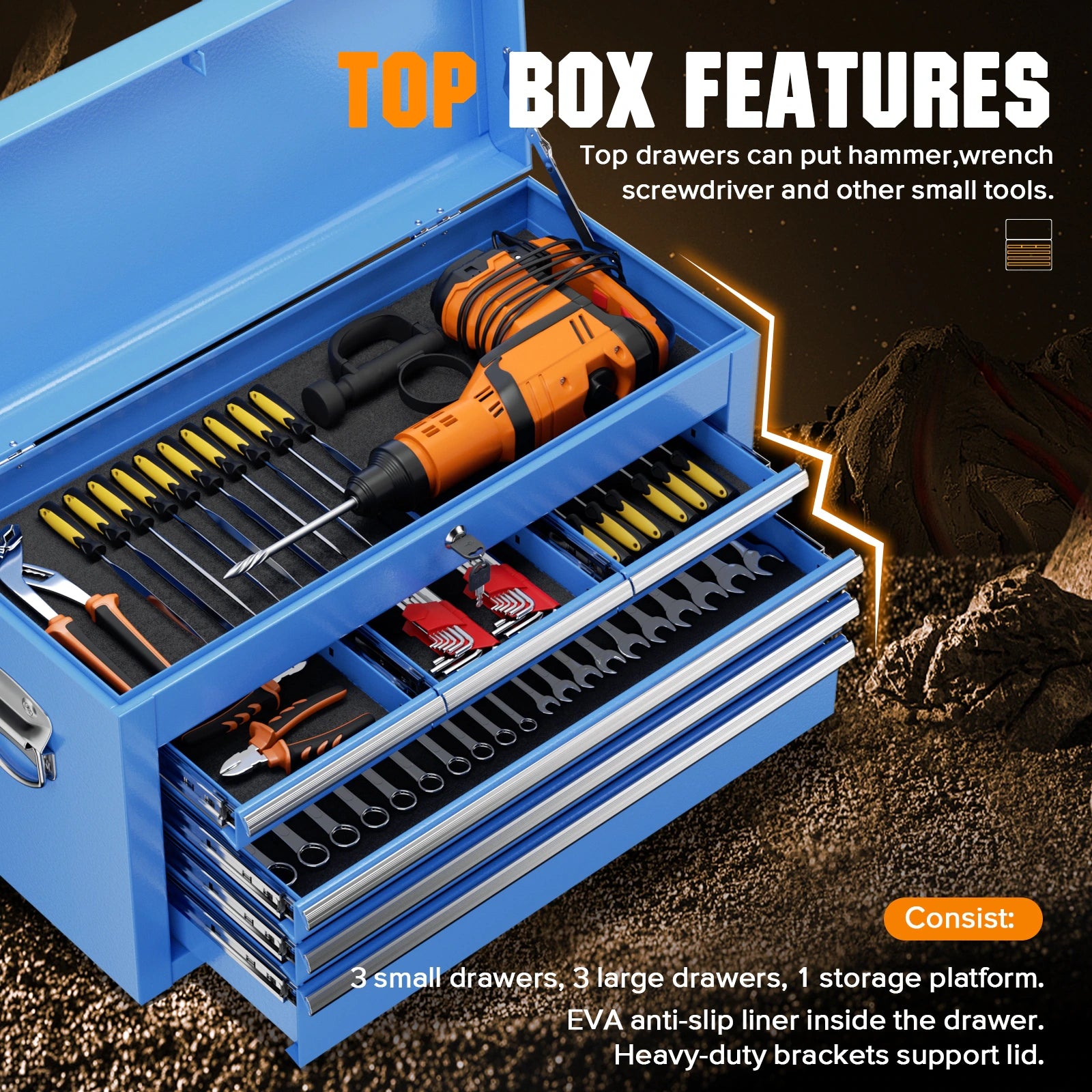 8-Drawer 2 in 1 Rolling Tool Chest Cabinet Garage Storage Toolbox with Detachable Top Tool Box and Universal Lockable Wheels
